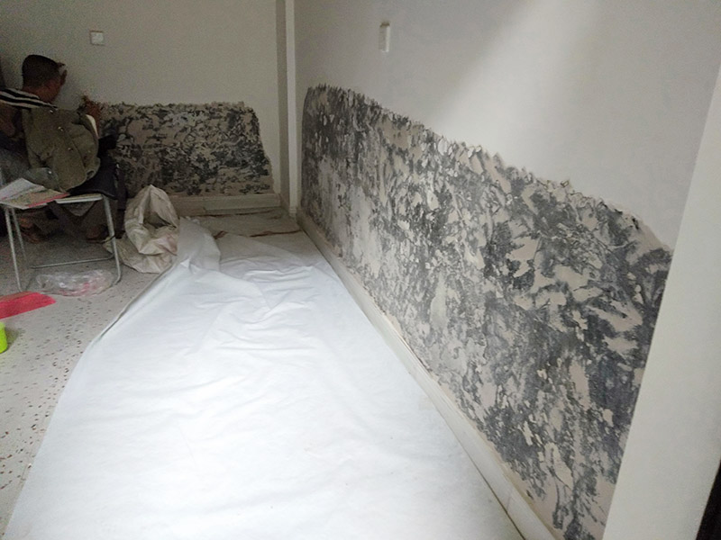 墻面局部鏟除防水：1、清理墻面：以鏟刀清除墻面已松動(dòng)的膩?zhàn)訉?。用鏟刀無法清除的膩?zhàn)訉?，可以用小錘子輕輕敲擊，如果沒有空鼓的聲音，并且敲后仍不松動(dòng)的地方可以保留原有的基層。 2、清洗墻面：用清潔水或洗滌靈將表面的浮塵、油污進(jìn)行徹底清洗干凈，然后用高壓水槍進(jìn)行徹底沖洗，清除已粉化的涂層。 3、修補(bǔ)墻面： （1）基層起皮的處理方法：鋼絲刷刷掉起皮的涂料面層，刷界面劑，重新進(jìn)行涂料施工。 （2）基層裂縫的處理方法：開V型槽，掛抗堿玻纖網(wǎng)格布，水泥砂漿抹面，批刮柔性膩?zhàn)?，進(jìn)行涂料施工。 （3）基層空鼓的處理方法：云石機(jī)切出空鼓的墻面，薄而多遍的水泥砂漿抹面，達(dá)到原有墻面的高度，刷界面劑，然后進(jìn)行涂料施工。