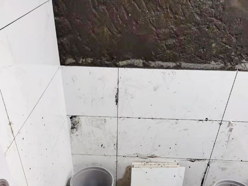 衛(wèi)生間墻面貼磚施工：首先應(yīng)除去基層表面的污垢，油漬，浮灰;除去基層上所有涂料層，膩?zhàn)訉?如果基層未能達(dá)到平整度要求，需對基層進(jìn)行預(yù)先的找平處理。鋪貼瓷磚前需事先找好垂直線，以此為基準(zhǔn)鋪貼的瓷磚高低均勻、垂直美觀;此外，施工前在墻體四周需彈出標(biāo)高控制線，在地面彈出十字線，以控制地磚分隔尺寸。加水后將粘結(jié)劑漿料攪拌至潤滑均勻，無明顯塊狀或糊狀結(jié)塊，攪拌后的漿料靜置5-10分鐘后再稍加攪拌1-2分鐘即可使用。將調(diào)制好的漿料均勻地抹在瓷磚背面，要求漿料飽滿。將瓷磚平整地鋪貼在基層上，使用橡膠錘將瓷磚拍實(shí)鋪平。施工過程中，可小幅度轉(zhuǎn)動瓷磚，使?jié){料與瓷磚背面充分接觸。