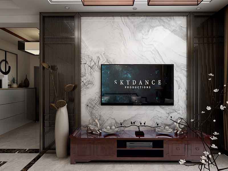 廣州增城區(qū)電視墻裝修設(shè)計(jì)圖中式簡約